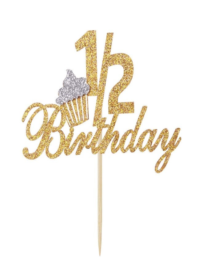 فيستيكو زينة كعكة عيد الميلاد النصفية اللامعة من فيستيكو® لحفلة عيد ميلاد الطفل نصف السنة، 6 أشهر، عيد الميلاد الأول، زينة حفلات الذكرى السنوية النصفية (ذهبي وفضي) - Image 2
